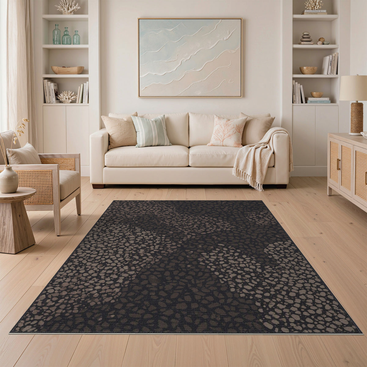 Brown Speckled Abstract Area Rug
