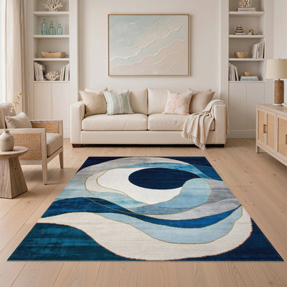 Blue Abstract Swirl Area Rug