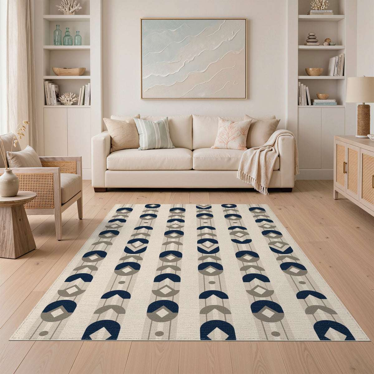 Geometric Modern Navy Geometric Area Rug
