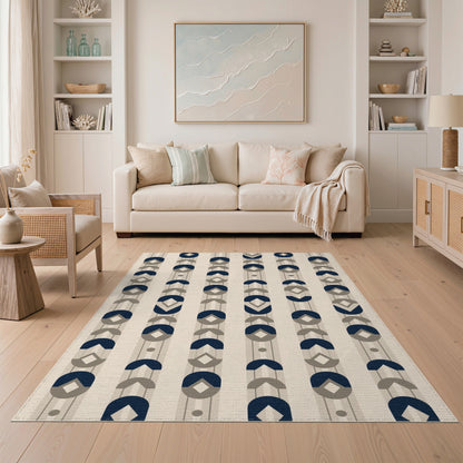 Geometric Modern Navy Geometric Area Rug