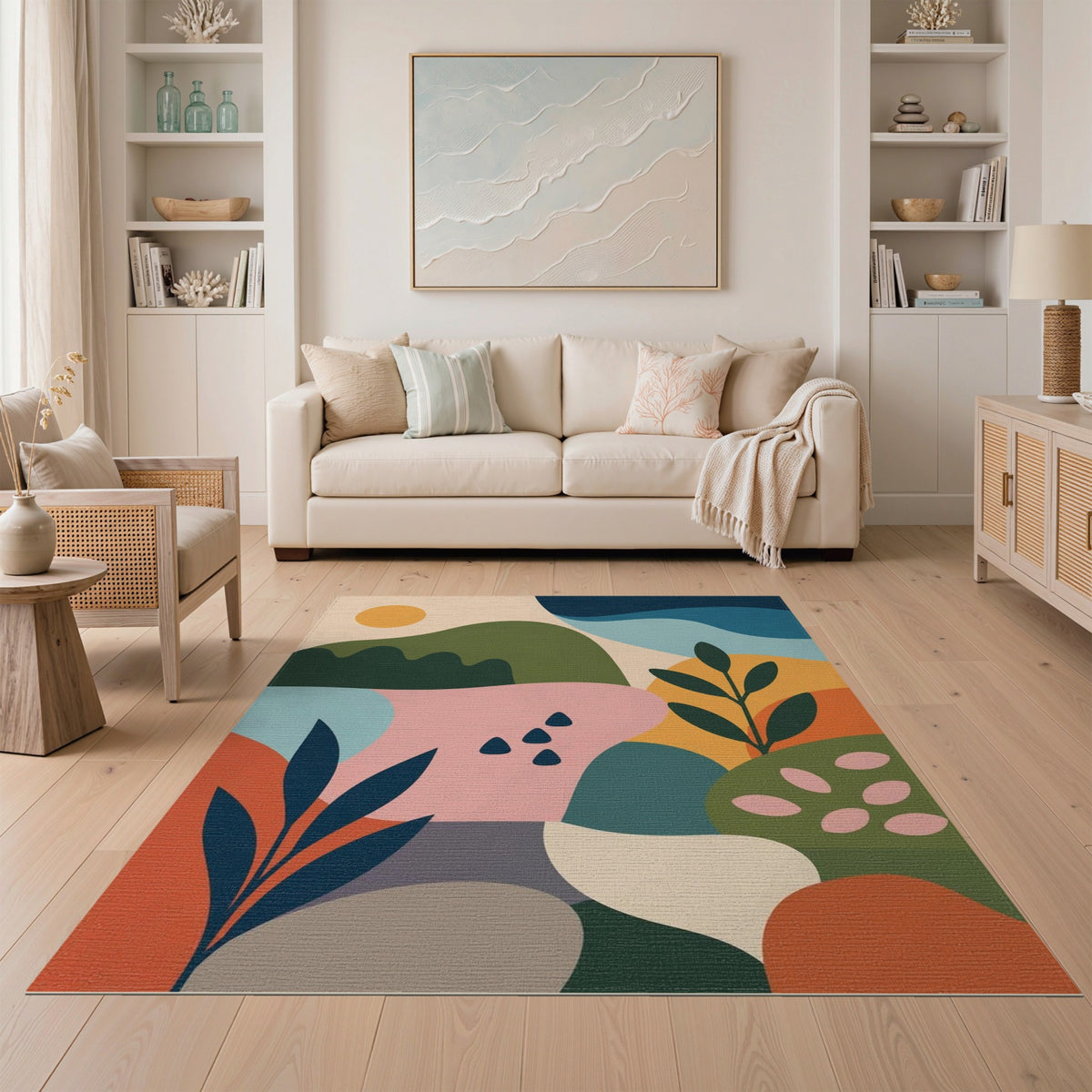 Abstract Botanical Multi-Color Area Rug