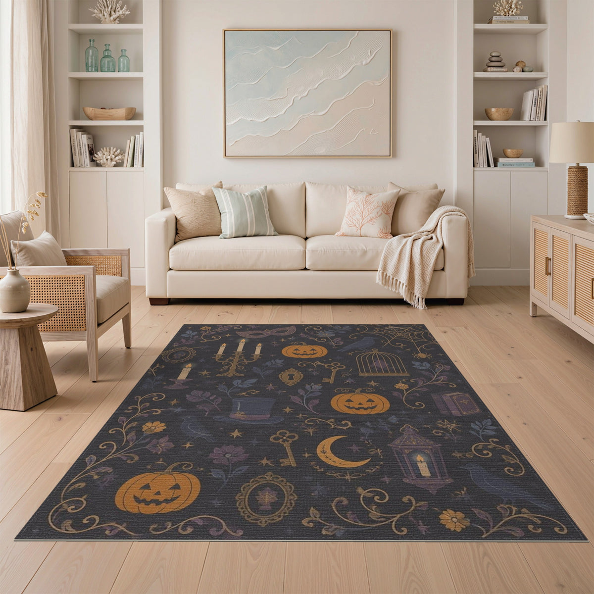 Gothic Halloween Floral Vintage Area Rug