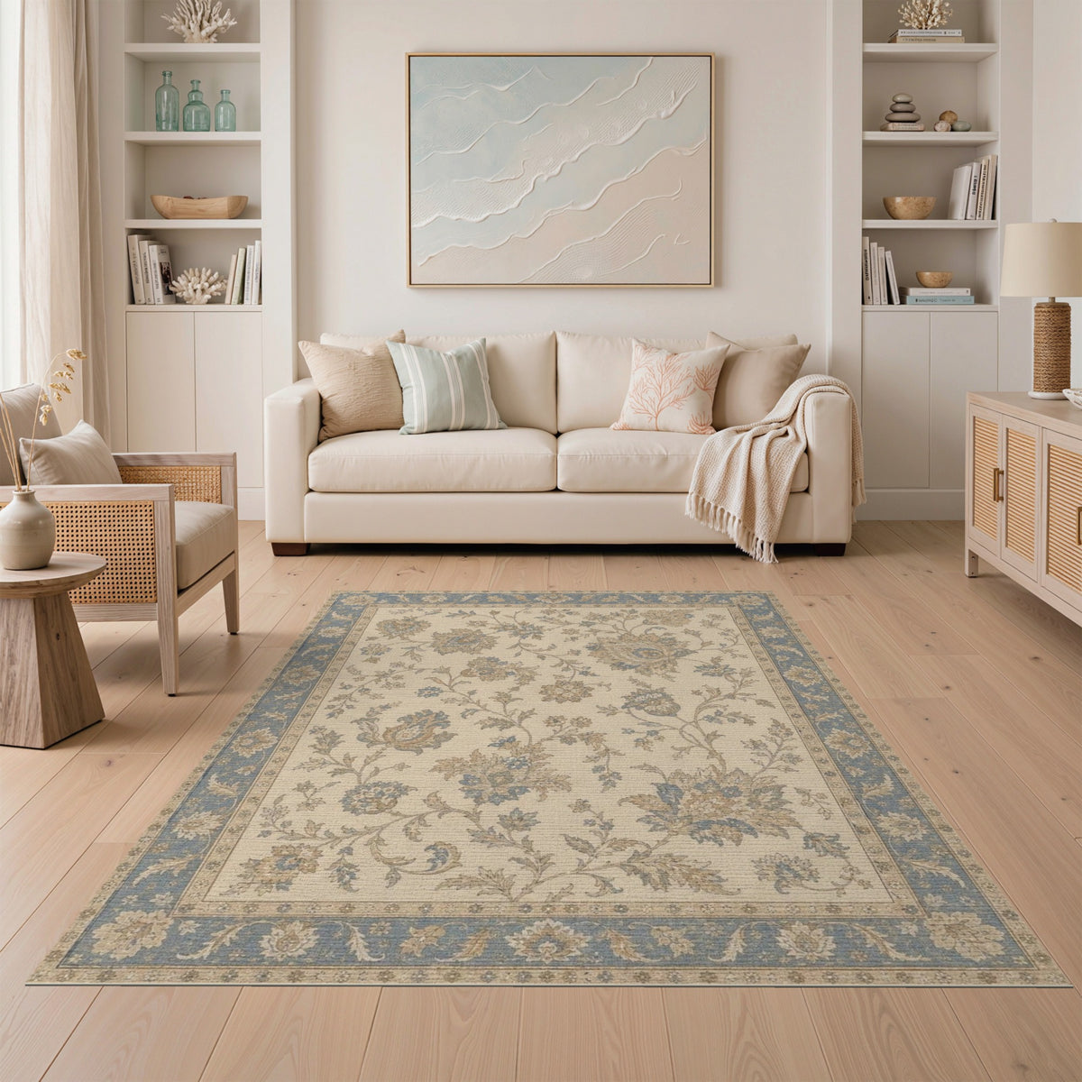 Blue Floral Vintage Area Rug