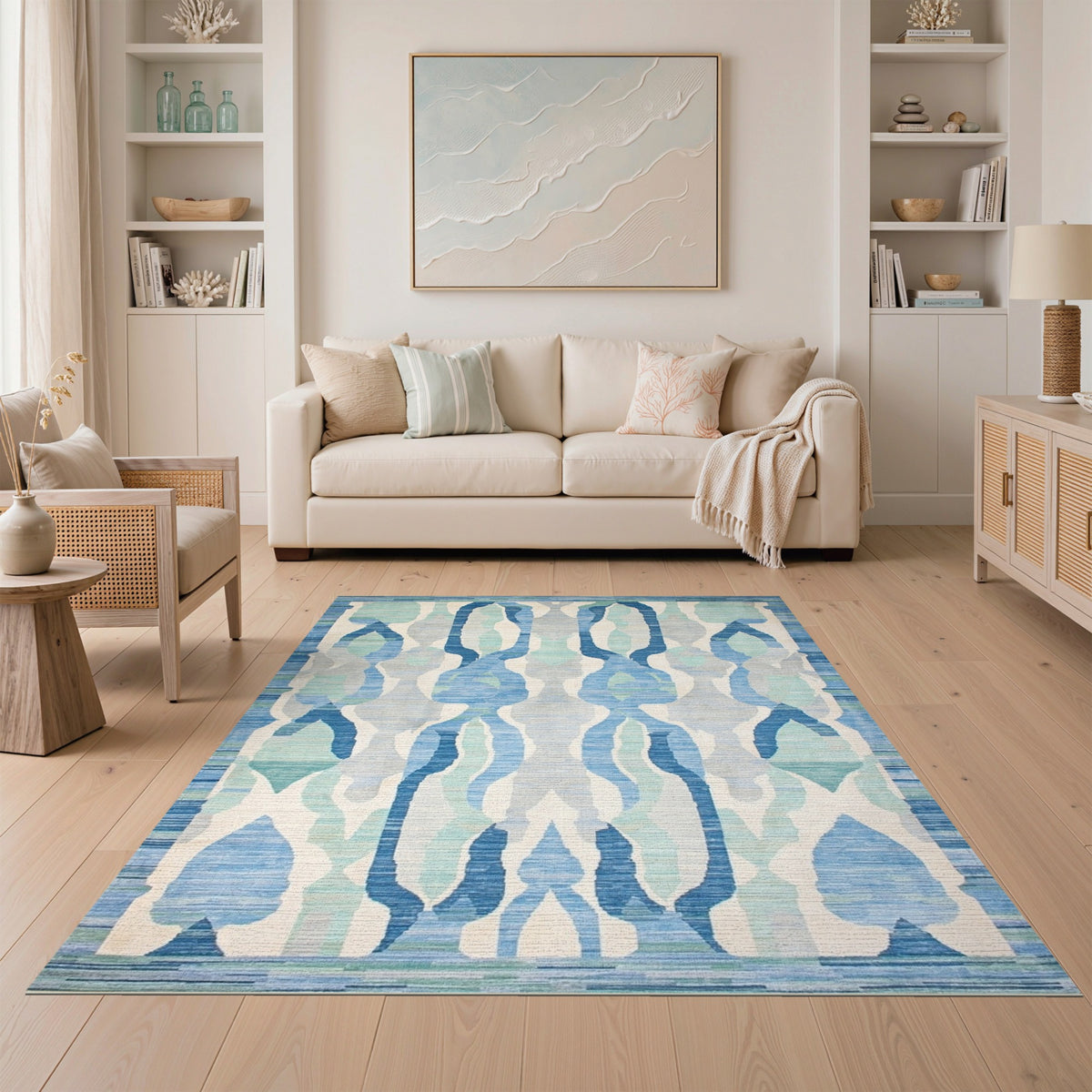 Blue and Teal Geometric Modern Blue Teal Geometric Area Rug