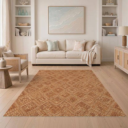 Brown and Tan Brown Southwestern Geometric Area Rug
