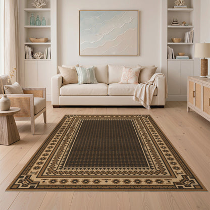 Southwestern Geometric Brown Tan Area Rug