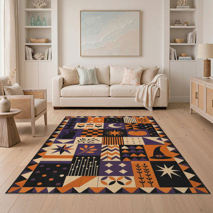 Geometric Modern Halloween Geometric Patchwork Area Rug