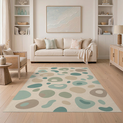 Abstract Neutral Pebble Area Rug