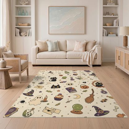 Halloween Ghost Cat Kids Cartoon Washable Area Rug