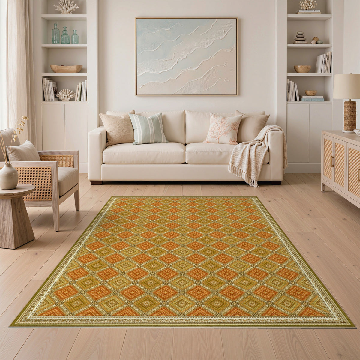 Orange Southwestern Geometric Area Rug
