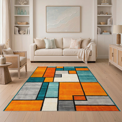 Bold Geometric Multi-Color Area Rug
