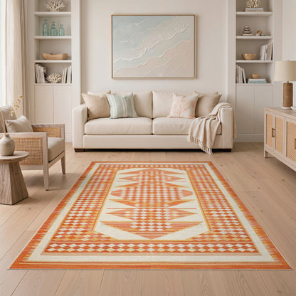 Orange Diamond Orange Geometric Diamond Area Rug
