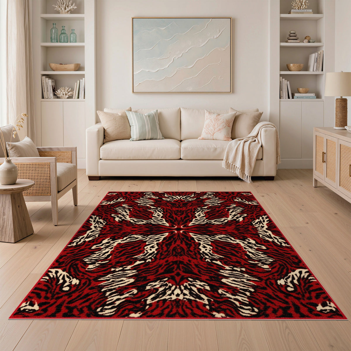 Abstract Area Bold Red Abstract Area Rug