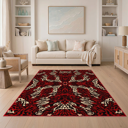 Abstract Area Bold Red Abstract Area Rug