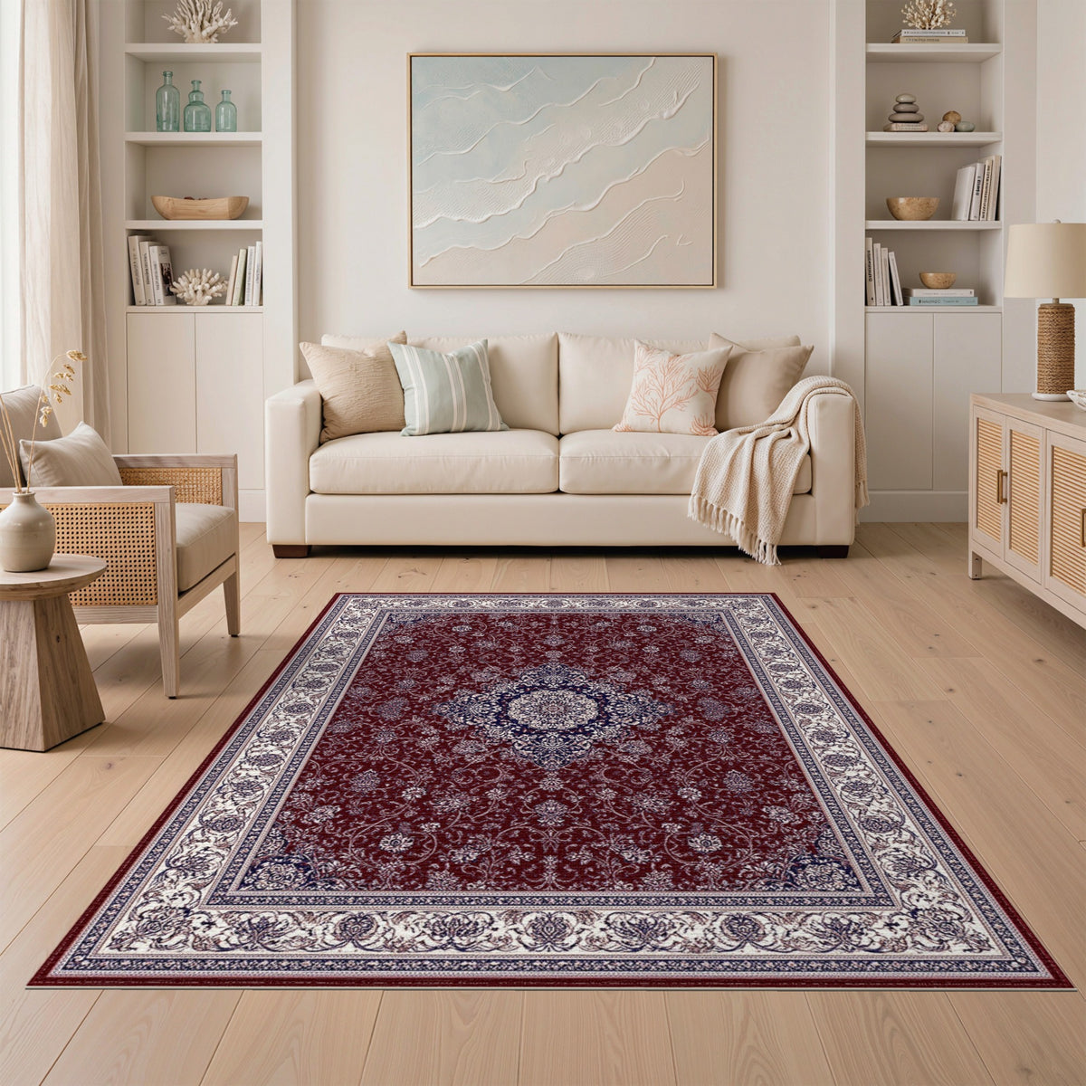 Red Traditional Persian Red Floral Medallion Traditional Persian Area Rug