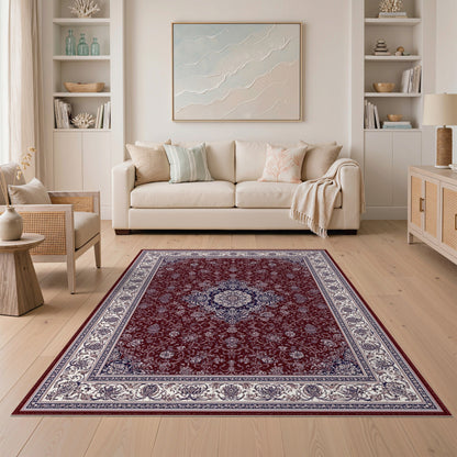 Red Traditional Persian Red Floral Medallion Traditional Persian Area Rug