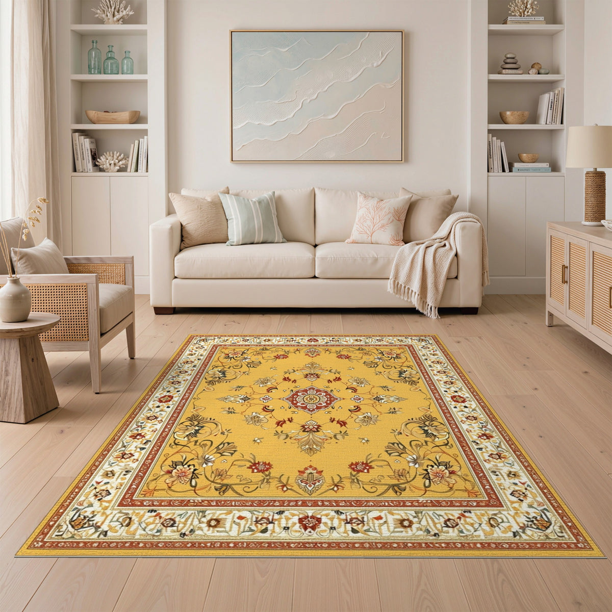 Yellow Floral Vintage No. 28 Area Rug