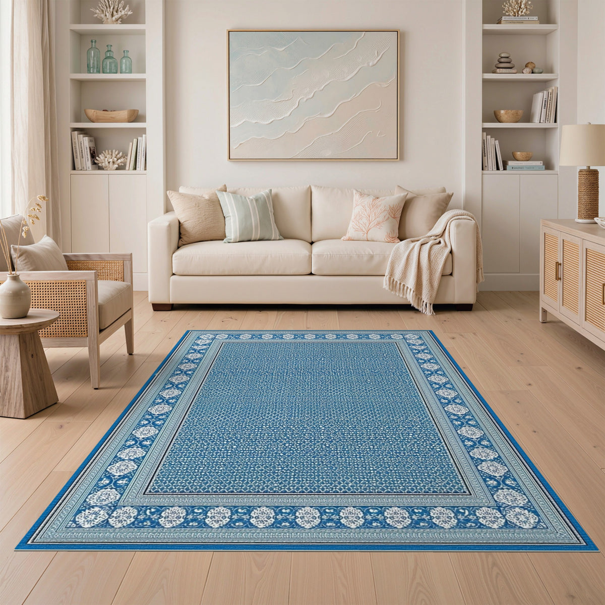 Blue and Teal Traditional Persian Blue Traditional Persian Area Rug