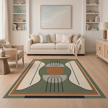 Green Geometric Arch Area Rug