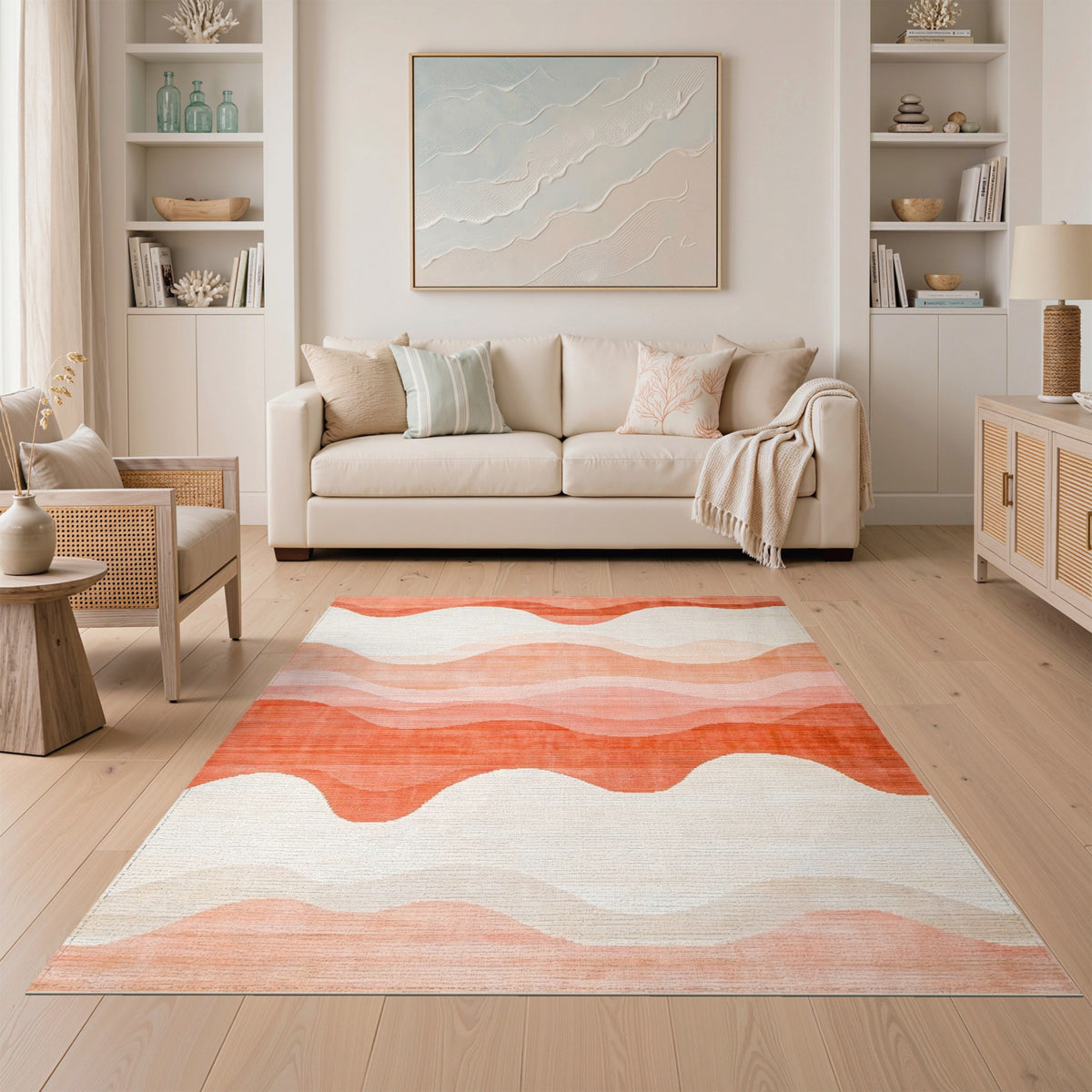 Orange Abstract Area Orange Wavy Abstract Area Rug