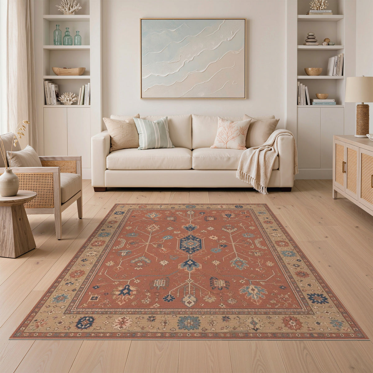 Red Traditional Persian Medallion Area Rug
