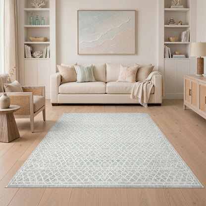 Grey Geometric Lattice Area Rug