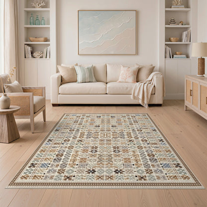 Geometric Modern Beige Geometric Mosaic Area Rug