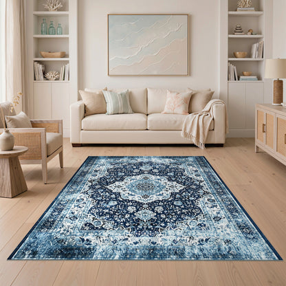 Blue Persian Medallion Area Rug