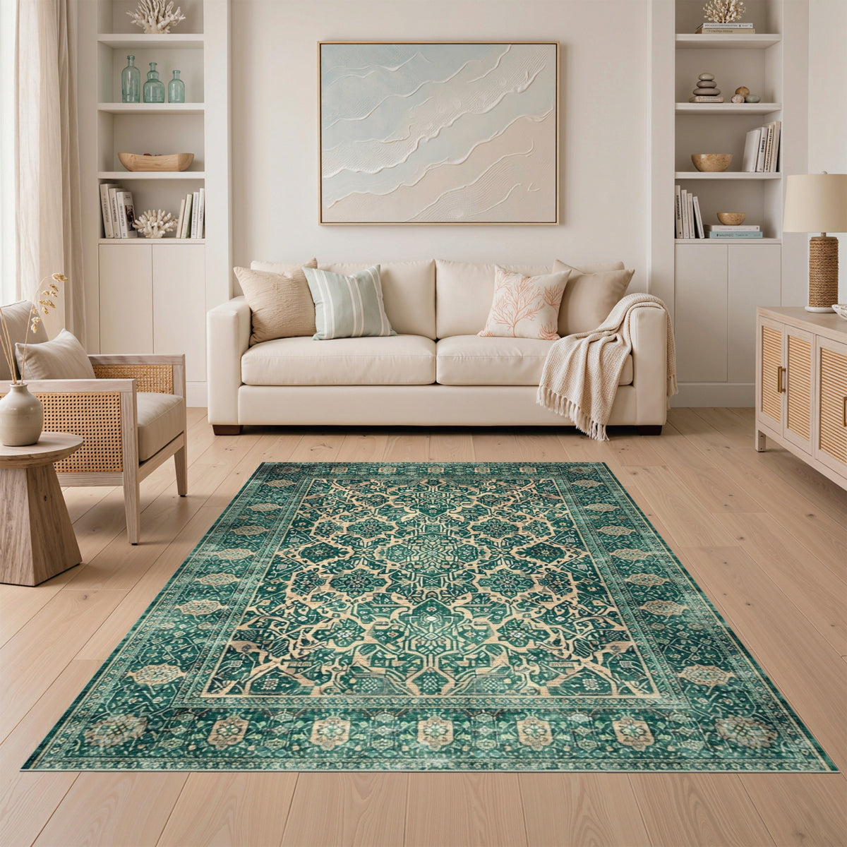 Blue and Teal Traditional Persian Medallion Rug
