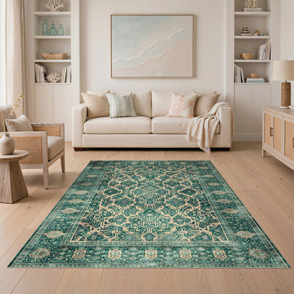 Blue and Teal Traditional Persian Medallion Rug