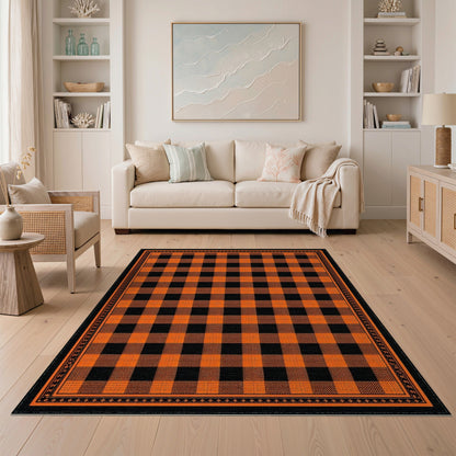 Bold Orange Buffalo Check Area Rug