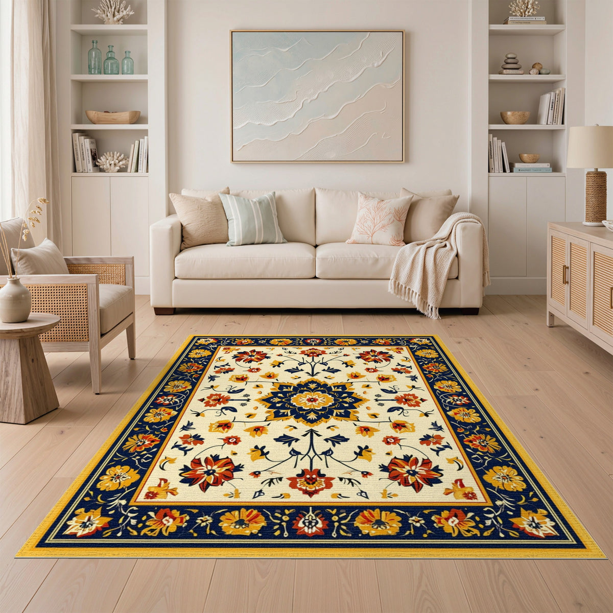 Vibrant Multi-Color Floral Medallion Area Rug