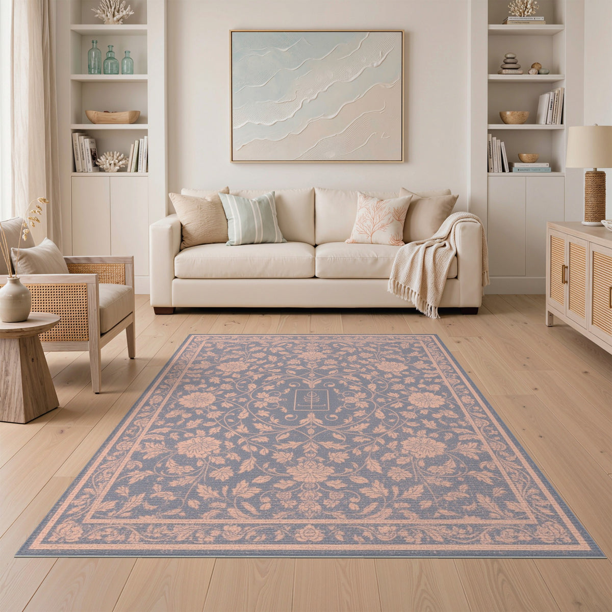 Blue Floral Vintage Area Rug