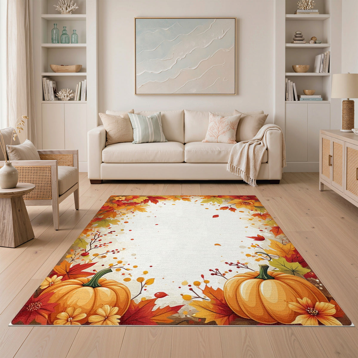 Harvest Autumn Pumpkin Harvest Area Rug