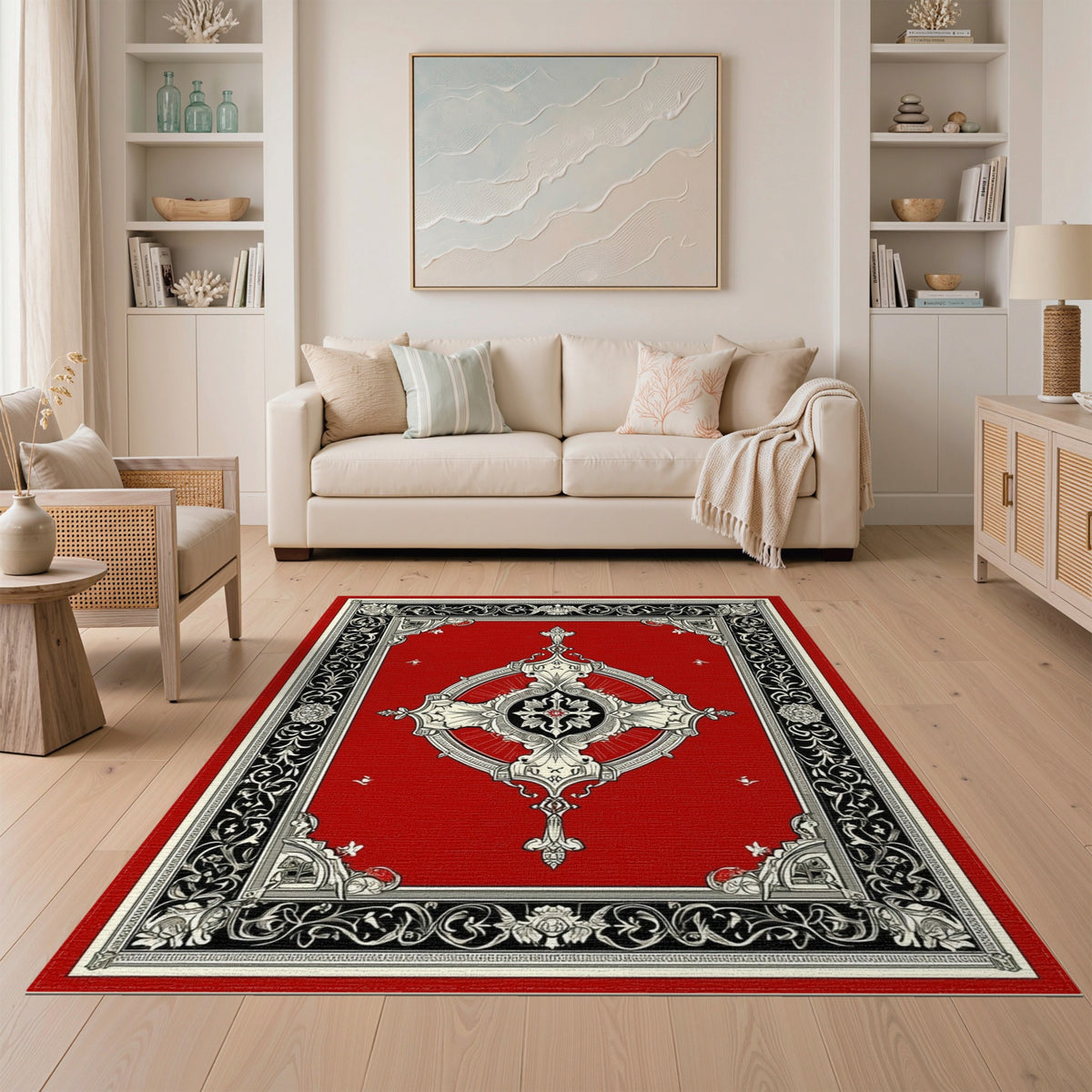 Red Traditional Persian Red Ornate Medallion Persian Area Rug