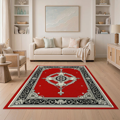 Red Traditional Persian Red Ornate Medallion Persian Area Rug