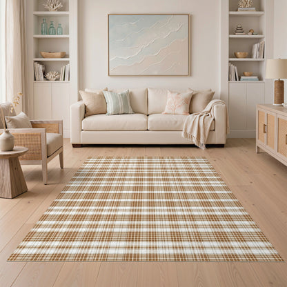 Brown Checkered Area Rug