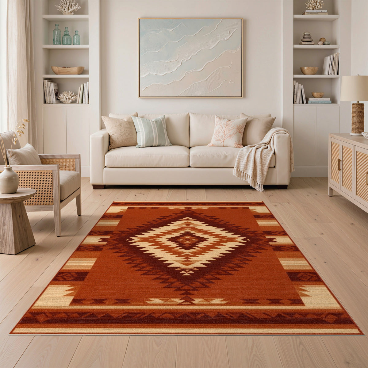 Southwestern Brown Diamond Geometric Area Rug