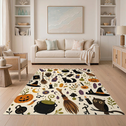 Spooky Halloween Witchcraft Area Rug
