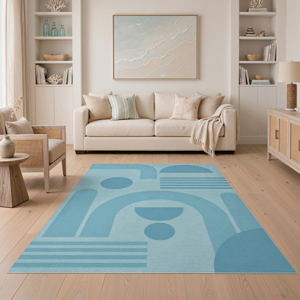 Geometric Modern Blue Geometric Area Rug