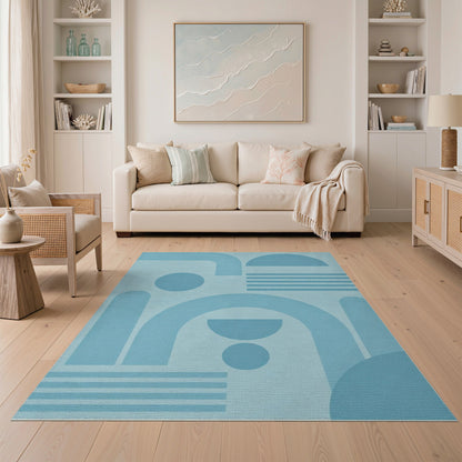 Geometric Modern Blue Geometric Area Rug