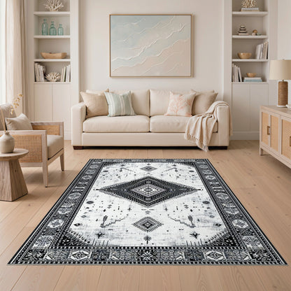 Black White Heritage Tribal No. 54 Area Rug