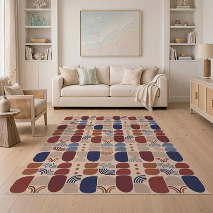 Geometric Arched Area Rug in Earth Tones