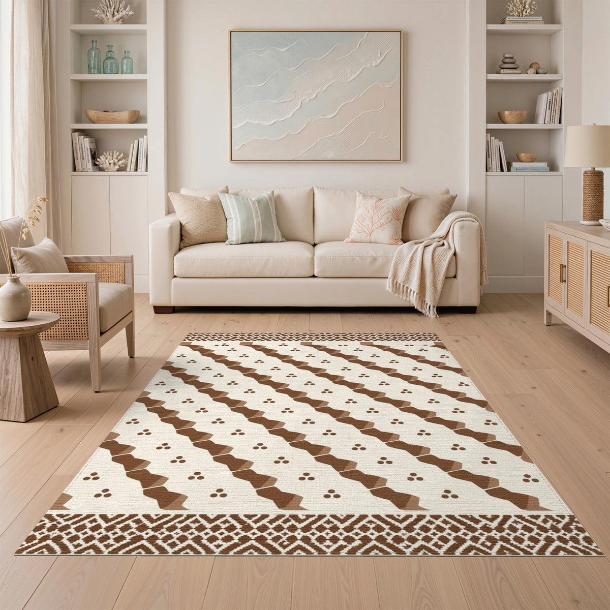 Brown Tribal Geometric Area Rug
