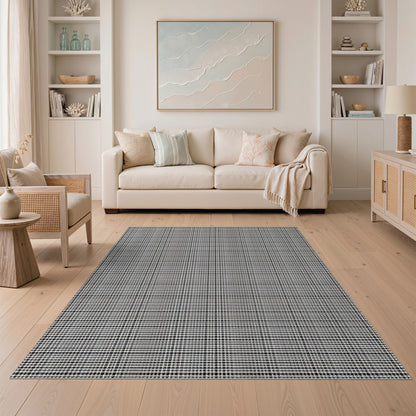 Black and White Checkered Black White Geometric Checkered Area Rug