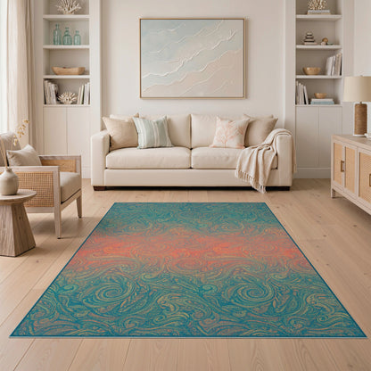Boho Chic Paisley Swirl Area Rug