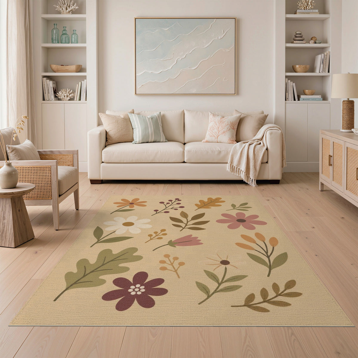 Earthy Floral Vintage Area Rug