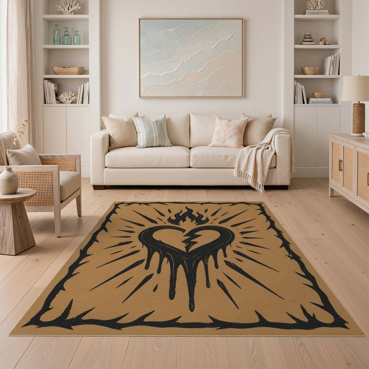 Distressed Broken Heart Area Rug