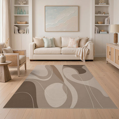 Abstract Brown Flow Area Rug