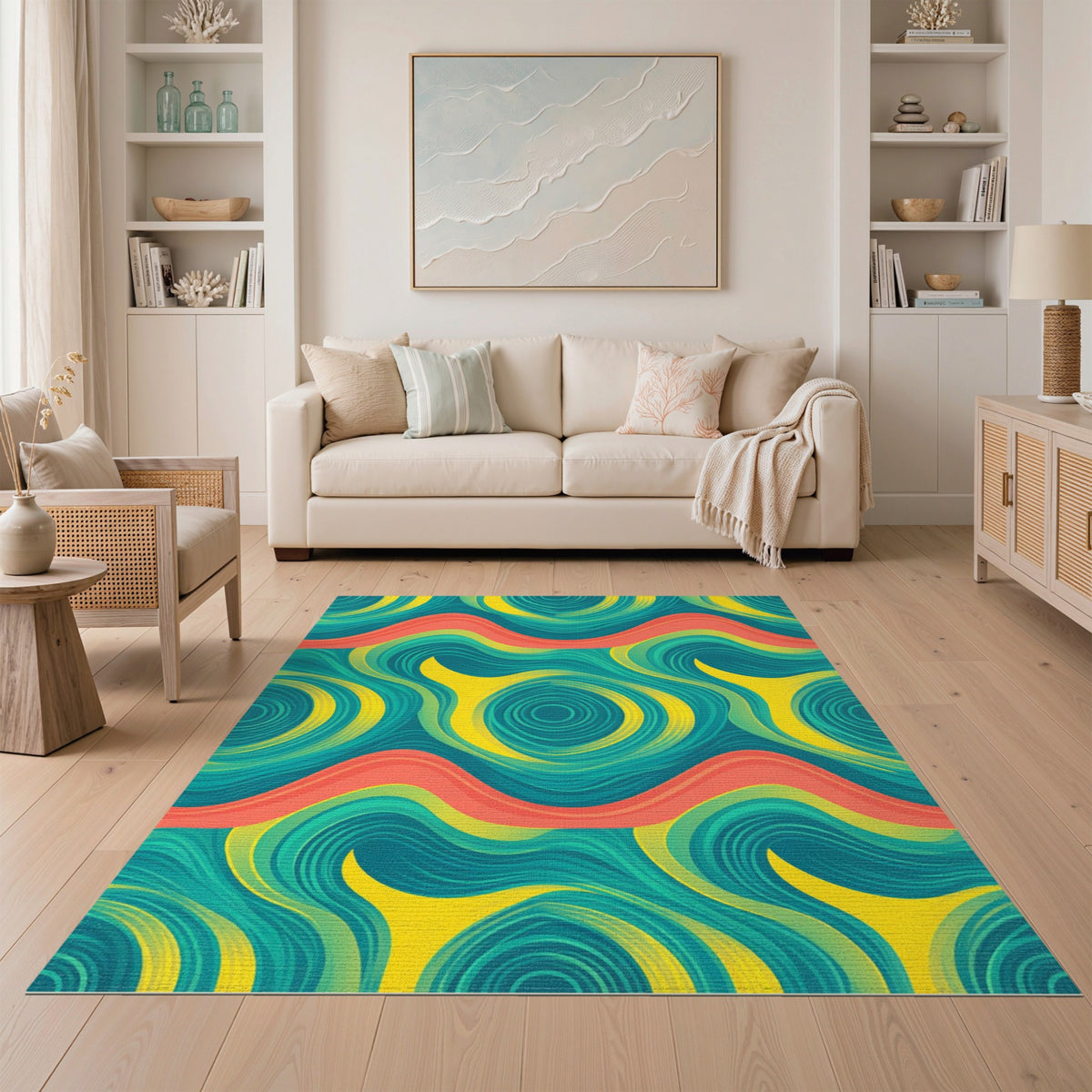 Blue Teal Swirl Abstract No. 4 Area Rug